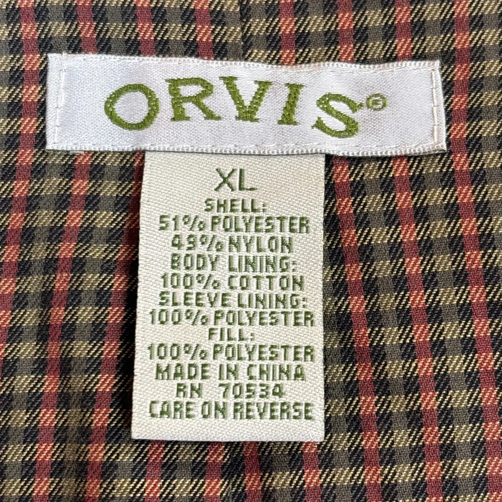 Orvis Jacket Womens XLarge Tan Quilted Snap‎ Front Cotton Lined Casual Insulated